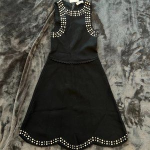 Sandro Little Black Dress Mini Scallop Hem NEW